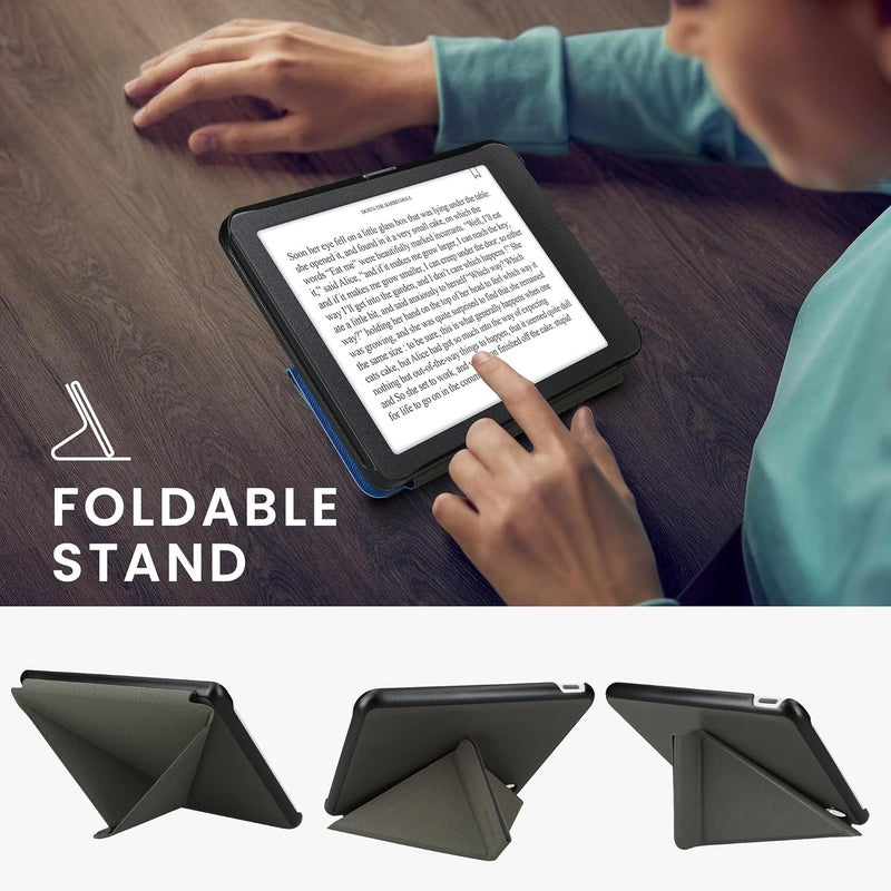 kwmobile Origami Case Compatible with Kobo Libra Colour Case - Slim PU Leather Cover with Stand - Anthracite - Image 4